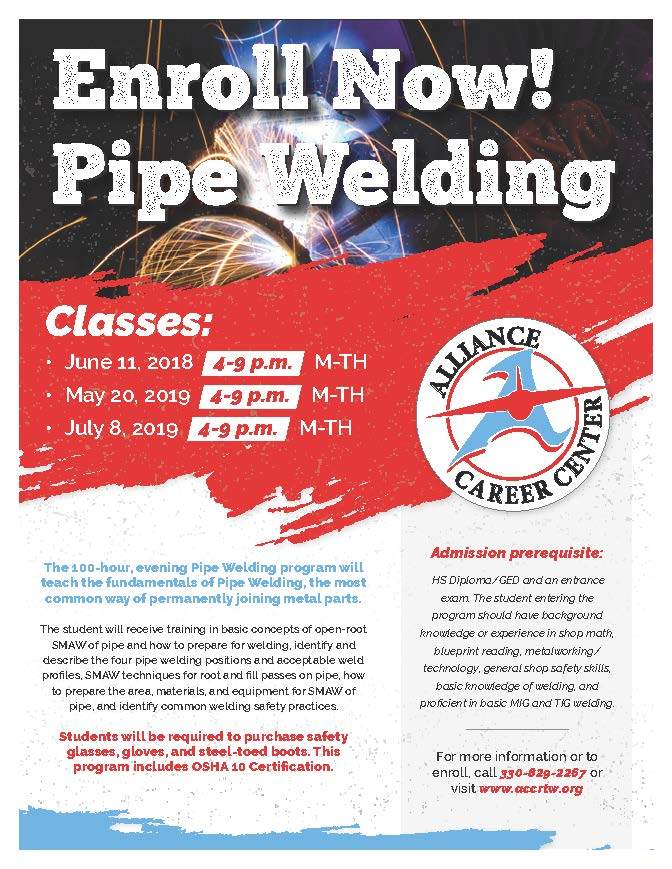 *New 100 Hour Pipe Welding with OSHA 10* Starts June 11th